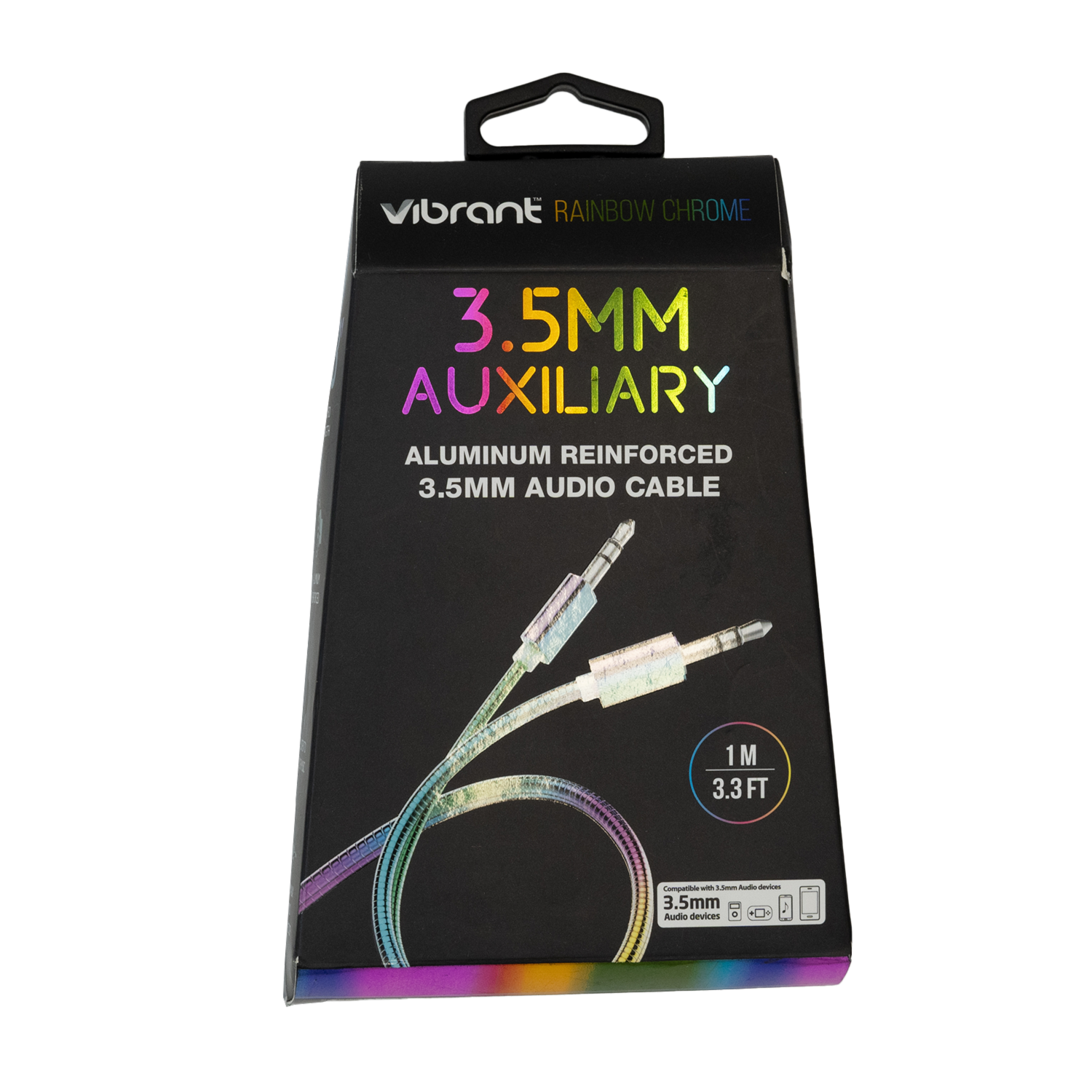 Cable Auxiliar 3.5 mm Reforzado Con Aluminio Color Arcoíris PREMIER 1 M