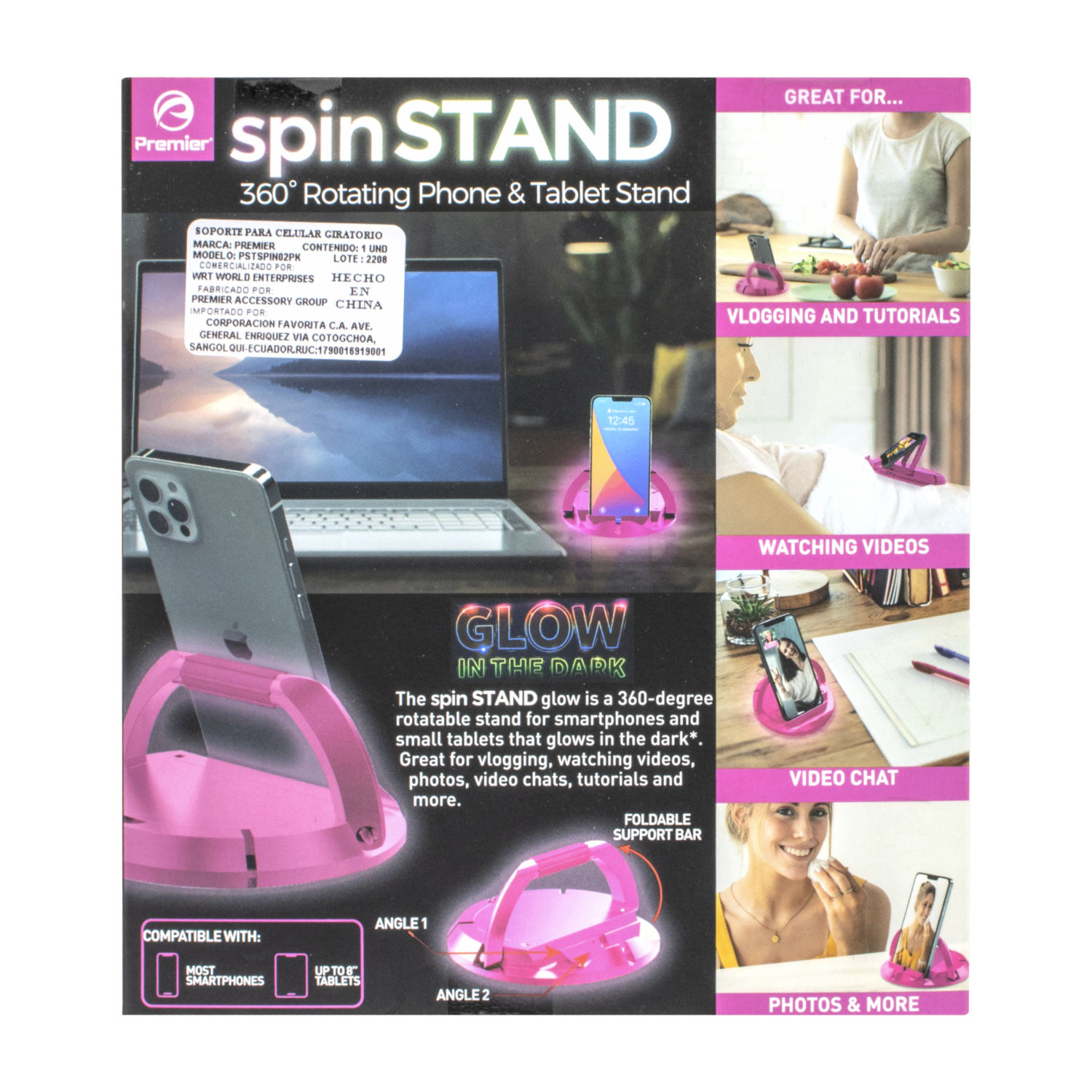 Soporte Para Celular Giratorio Rosado PREMIER Unidad