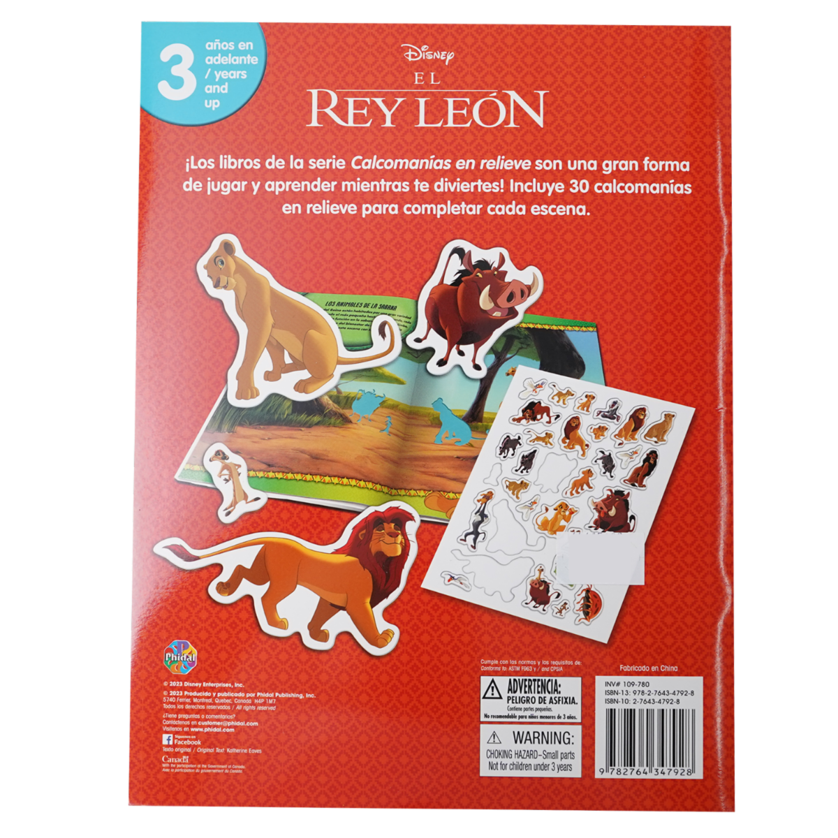 Libros Disney Rey Leon Calcomanías En Relieve DISNEY 24 Páginas