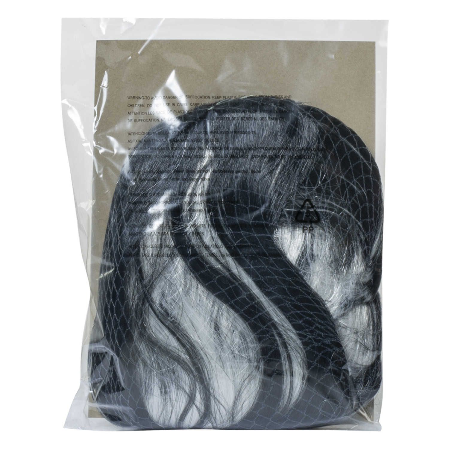Peluca De Pelo Largo Blanco Y Negro Para Halloween LUCIDA Unidad