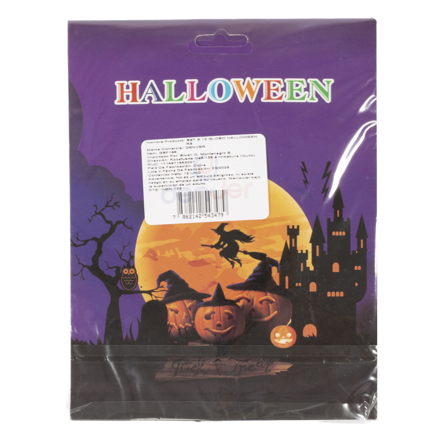 Globos De Halloween DENVER 12 Unidades